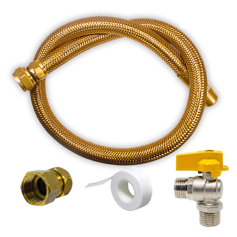 Kit Mangueira Tomback 1 Metro Instalação de Gás:1m + Adaptador + Válvula