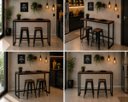 Ver imagem 4 de Mesa Jantar Aparador Bancada Alta Industrial 190x70cm Tampo Marrom Pés Preto