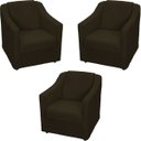 Ver imagem 1 de Kit 3 Poltronas Decorativas para Sala Recepção Consultório Manicure Cadeira Mila Suede