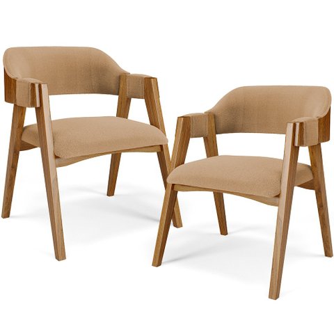 Kit 02 Cadeiras para Sala de Jantar e Estar Living Estofada Suran L02 Bouclê Mostarda - Lyam Lyam de
