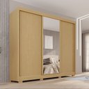 Ver imagem 1 de Guarda-Roupa Casal com Pés e Espelho 3 Portas 4 Gavetas 100% MDF Ipanema Bege/Jequitibá