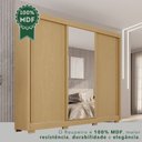 Ver imagem 7 de Guarda-Roupa Casal com Pés e Espelho 3 Portas 4 Gavetas 100% MDF Ipanema Bege/Jequitibá