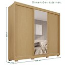 Ver imagem 3 de Guarda-Roupa Casal com Pés e Espelho 3 Portas 4 Gavetas 100% MDF Ipanema Bege/Jequitibá