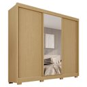 Ver imagem 2 de Guarda-Roupa Casal com Pés e Espelho 3 Portas 4 Gavetas 100% MDF Ipanema Bege/Jequitibá
