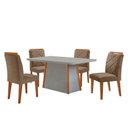 Ver imagem 2 de Mesa de Jantar Diane e 4 Cadeiras Melissa Moderna Mo... Veludo Capuccino/off/nat/serig Off com Vidro