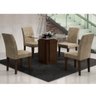 Conjunto Sala de Jantar Mesa Tampo Vidro Amsterdã 4 Cadeiras Grécia Rufato - 1