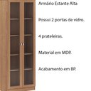Ver imagem 3 de Armário Estante Alto Porta de Vidro ME4115 MDP Amendoa