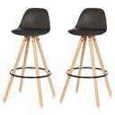 Ver imagem 1 de Kit 2 Banquetas Luisa Assento em Courino Base de Madeira com Encosto Fixa Cinza ANM2810B Anima
