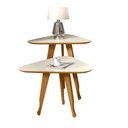 Ver imagem 1 de Mesa Lateral Verona Pés Madeira Retrô: Off White/Freijó