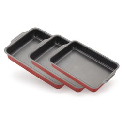 Conjunto Assadeira Retangular Antiaderente 3 peças Vermelho - 1