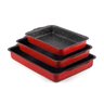 Conjunto Assadeira Retangular Antiaderente 3 Peças Vermelho - 1