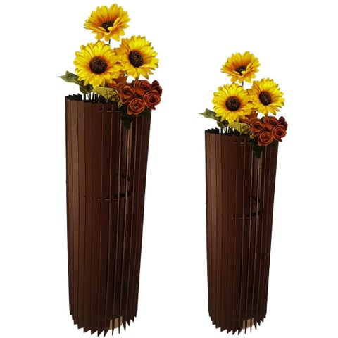 Vaso de Chão Decorativo Grande Torre -:preto/kit com 2 - 70x20cm e 60x20cm