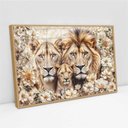 Ver imagem 3 de Quadro Decorativo Florido Família Leão e Leoa com Filhote Sala Quarto Casa Escritório