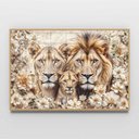 Ver imagem 2 de Quadro Decorativo Florido Família Leão e Leoa com Filhote Sala Quarto Casa Escritório