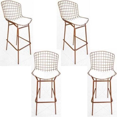 Kit 4 Banquetas BERTÓIA cobre assento branco tubular altura 70cm - Direto de Fábrica