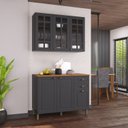 Ver imagem 1 de Cozinha Modulada 2 Peças Bari 100% MDF com Vidro Chumbo 120cm