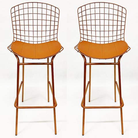 Kit 2 Banquetas BERTÓIA cobre tubular altura 70cm - Direto de Fábrica