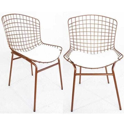 Kit 2 Cadeiras BERTÓIA cobre assento branco tubular - Direto de Fábrica