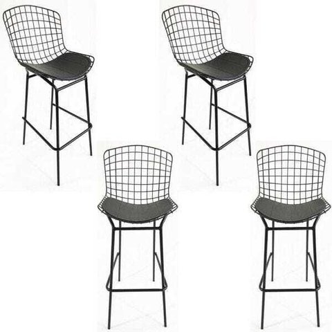 Kit 4 Banquetas BERTÓIA preta tubular altura 70cm - Direto de Fábrica