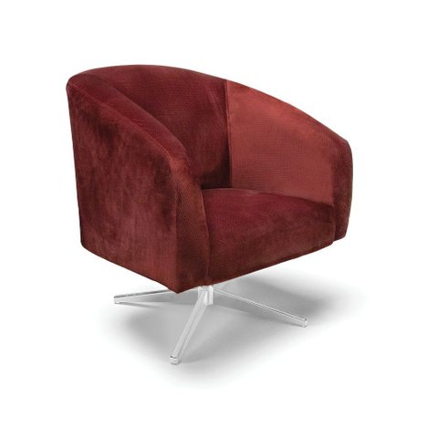 Poltrona Decorativa Giratória Cromada Stella Veludo Text Marsala D03 - D’Rossi