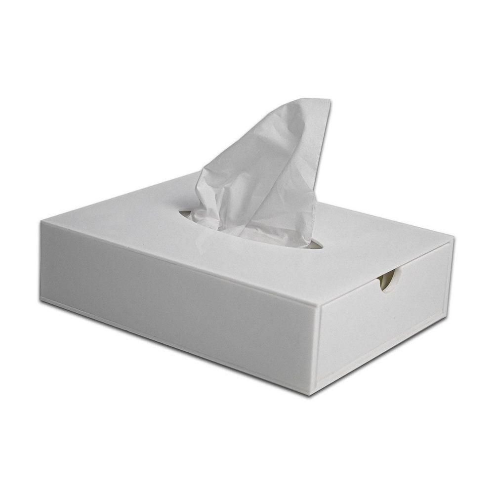 Caixa Porta Lenços Descartáveis Acrílico Premium Branco Organizador Higiene Compacto Funcional - 1