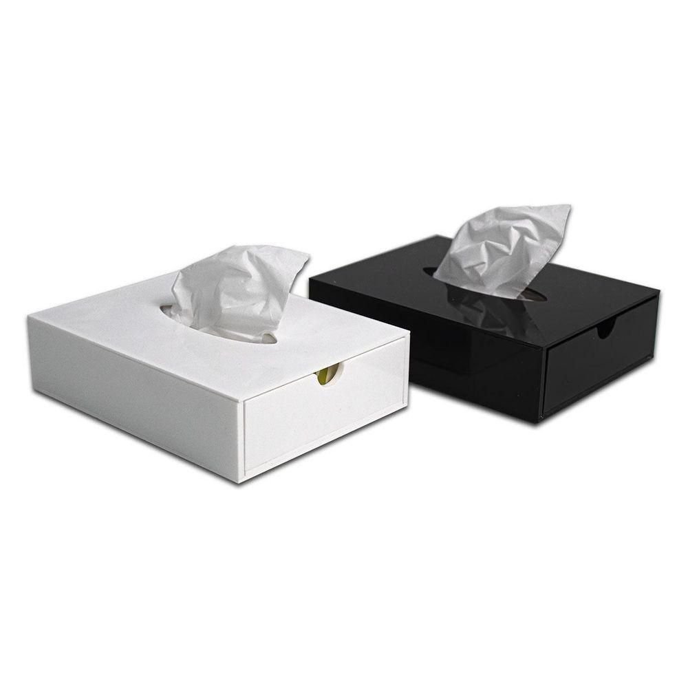 Caixa Porta Lenços Descartáveis Acrílico Premium Branco Organizador Higiene Compacto Funcional - 4