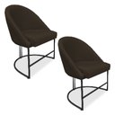 Ver imagem 1 de Kit 02 Cadeiras Poltrona de Jantar Bela Suede Marrom Base Metálica Industrial Preto - Pallazio
