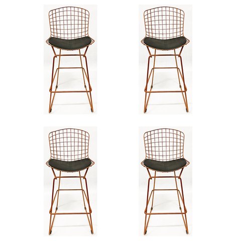 Kit 4 Banquetas BERTOIA cobre assento preto altura 70cm - Direto de Fábrica