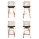 Ver imagem 1 de Kit 4 Banquetas BERTOIA cobre assento preto altura 70cm - Direto de Fábrica