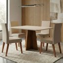Ver imagem 3 de Conjunto Sala de Jantar com 2 Cadeiras Estofadas Linho Milano
