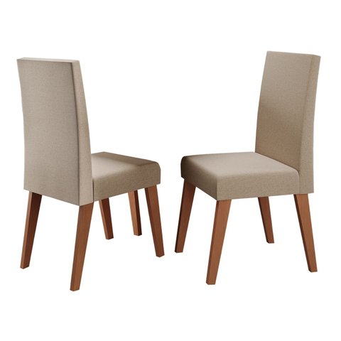 Conjunto Sala de Jantar com 2 Cadeiras Estofadas Linho Milano