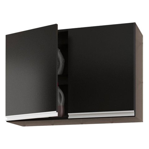 Armário de Parede Área de Serviço e Lavanderia 80cm com 02 Portas 100% Mdf Preto - Abmaza