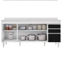 Ver imagem 3 de Balcão Gabinete 180cm com Tampo Dallas Branco/Preto - Lumil Lumil Móveis