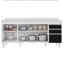 Ver imagem 3 de Balcão Gabinete 180cm com Tampo Dallas Branco/Preto - Lumil Lumil Móveis