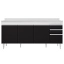 Ver imagem 5 de Balcão Gabinete 180cm com Tampo Dallas Branco/Preto - Lumil Lumil Móveis