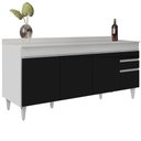Ver imagem 2 de Balcão Gabinete 180cm com Tampo Dallas Branco/Preto - Lumil Lumil Móveis