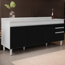 Ver imagem 1 de Balcão Gabinete 180cm com Tampo Dallas Branco/Preto - Lumil Lumil Móveis