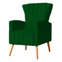 Ver imagem 1 de Poltrona Pés Palito Decorativa Melinda Sala Veludo; Desenho do Tecido:Liso:Verde