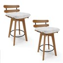 Ver imagem 1 de Kit 02 Banquetas Giratória Costela Corano Branco Base Madeira MA70 - D’Rossi
