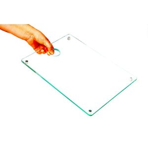 Tábua de carne e legumes grande incolor 8mm temperado 40cmx30cm Aquabox