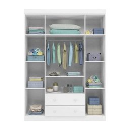 Guarda Roupa Infantil 4 Portas 2 Gavetas Branco_Phoenix Baby - 2