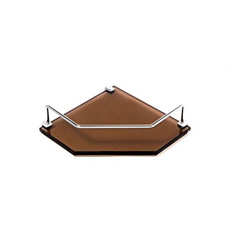 Porta Shampoo Canto Reto em Vidro Bronze Lapidado - Aquabox - 20cmx20cmx10mm