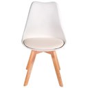Ver imagem 3 de Kit 3 Cadeira Leda Branca - Charles Eames Wood com Almofada