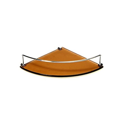 Porta Shampoo Canto Curvo em Vidro Bronze Lapidado - Aquabox - 25cmx25cmx8mm