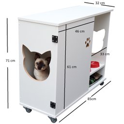 Armário Banheiro Caixa de Areia para Gatos com Porta Frajola:branco - 2