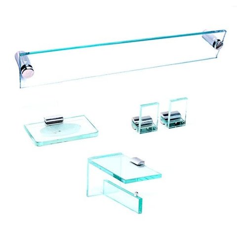 Kit Banheiro em Vidro Incolor 10mm Lapidado - Aquabox