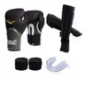 Kit Everlast Caneleira Bandagem e Bucal 12 oz preta - 2