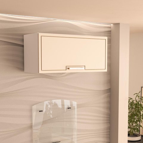 Armário de Cozinha Aéreo Amara 80x36cm com Porta Basculante Branco/Creme 250024