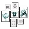Kit Conjunto 7 Quadros Flores Raiox Com Frases Seja Você Moldura Preta - Oppen House Quadros Decorat - 2