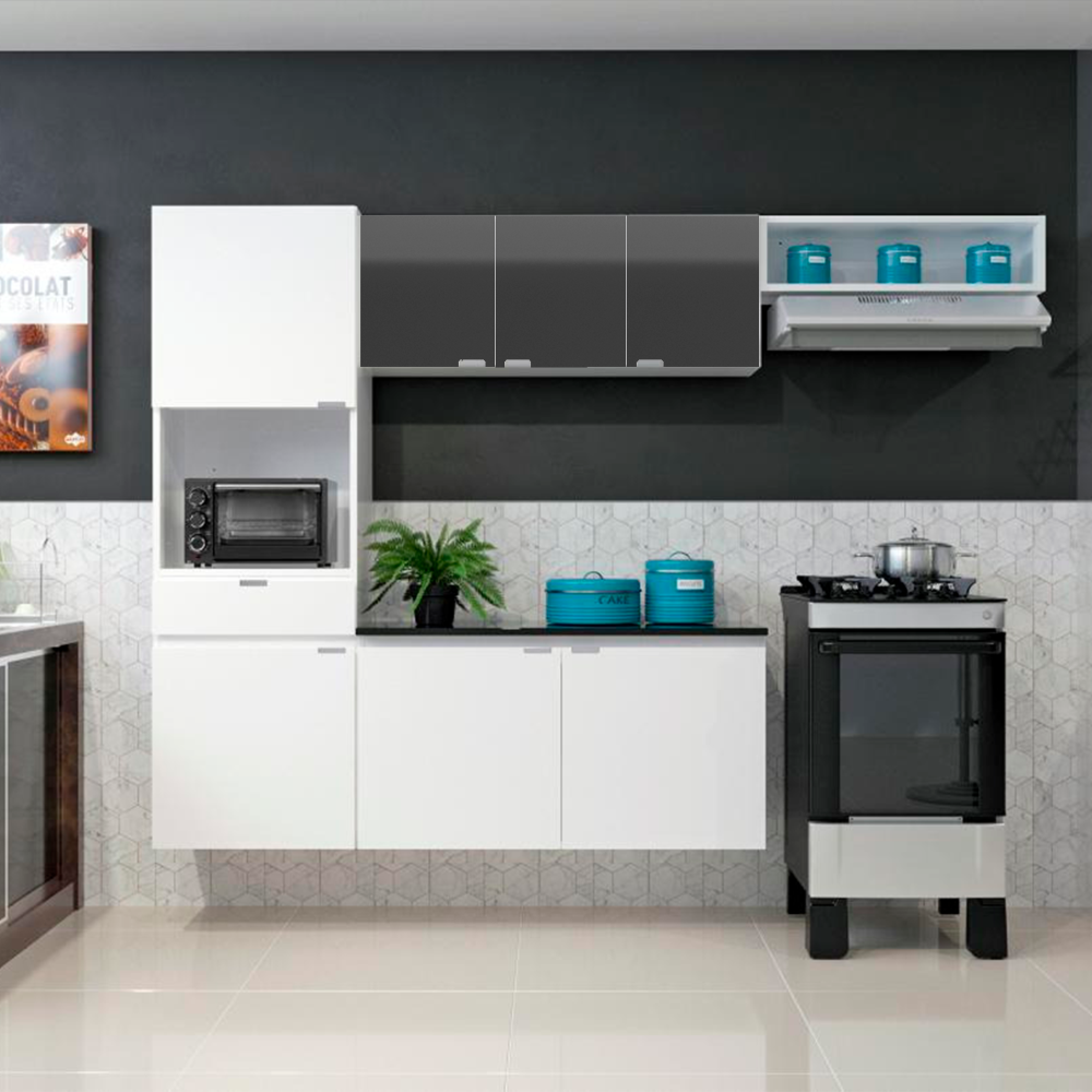 Cozinha Completa em Aço Madri 4 Peças - Metalli Móveis Preto ...